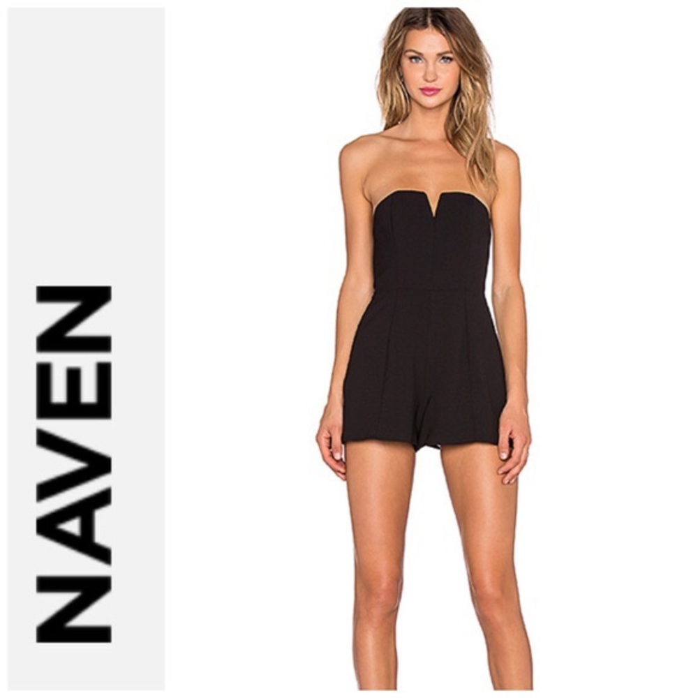 NBD Naven Twins Black Strapless Romper SMALL